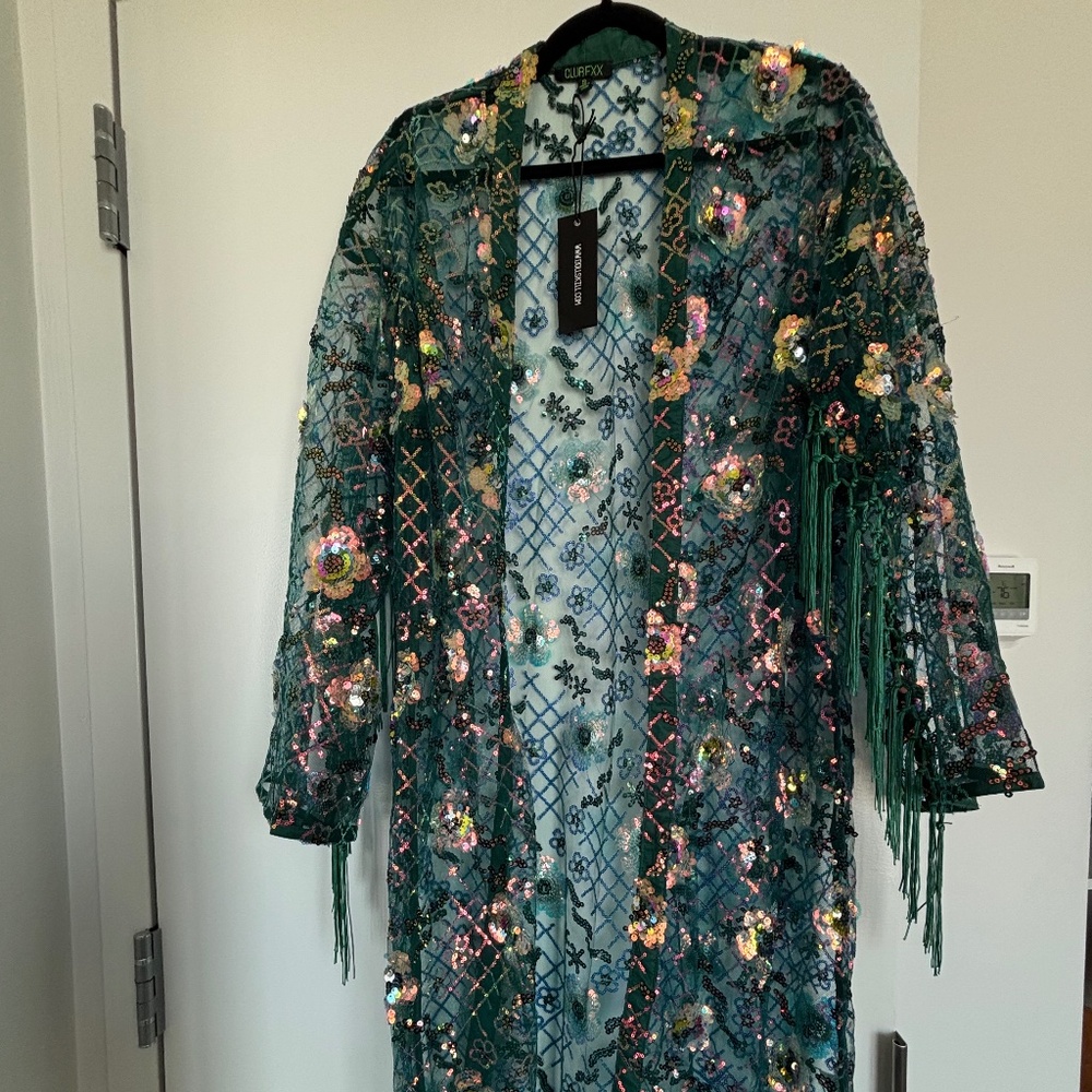 Stunning Embellished Sequin Kimono Cardigan